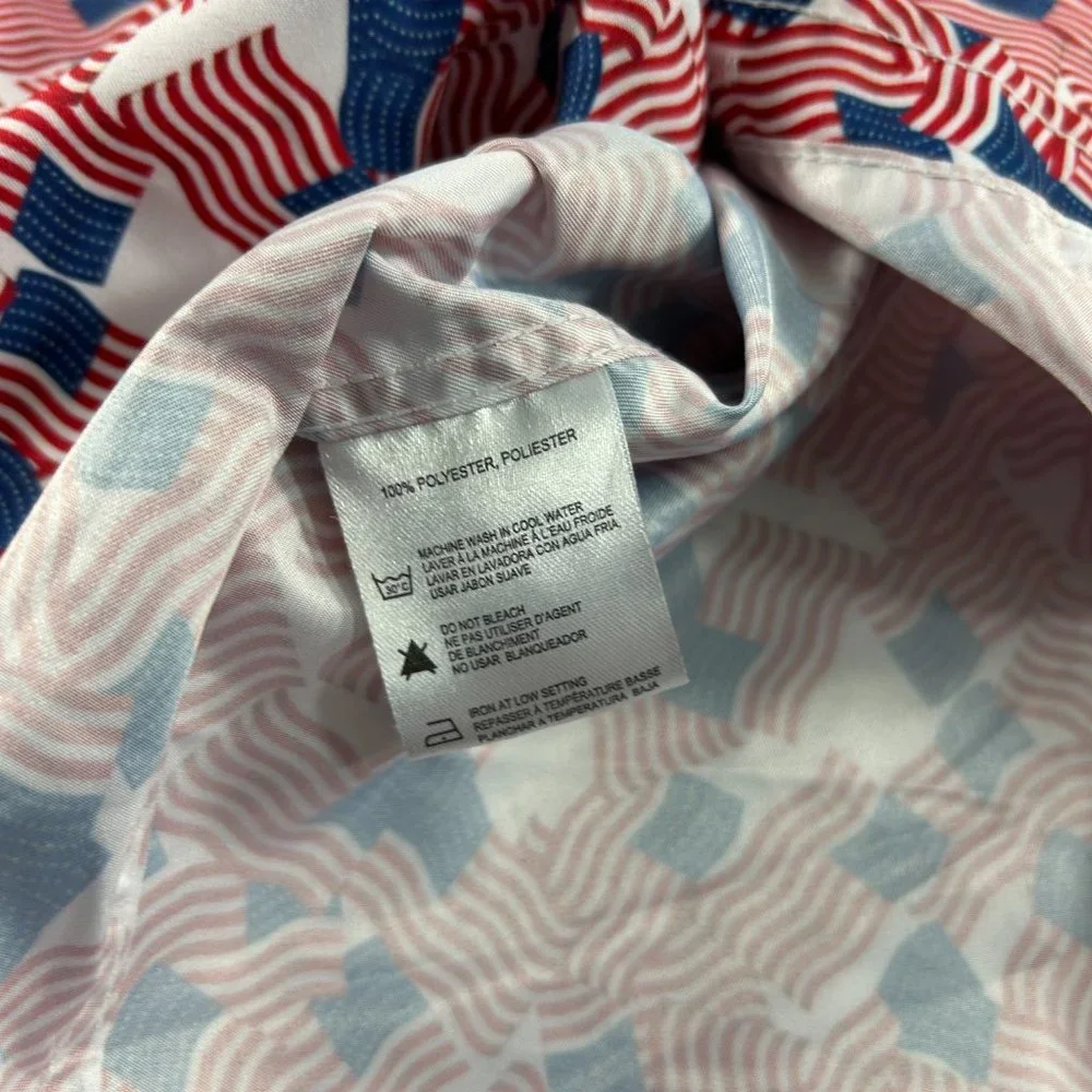 Tropical Collection Mens Shirt Size Large Patriotic USA Flags 4th of July - Picture 7 of 9